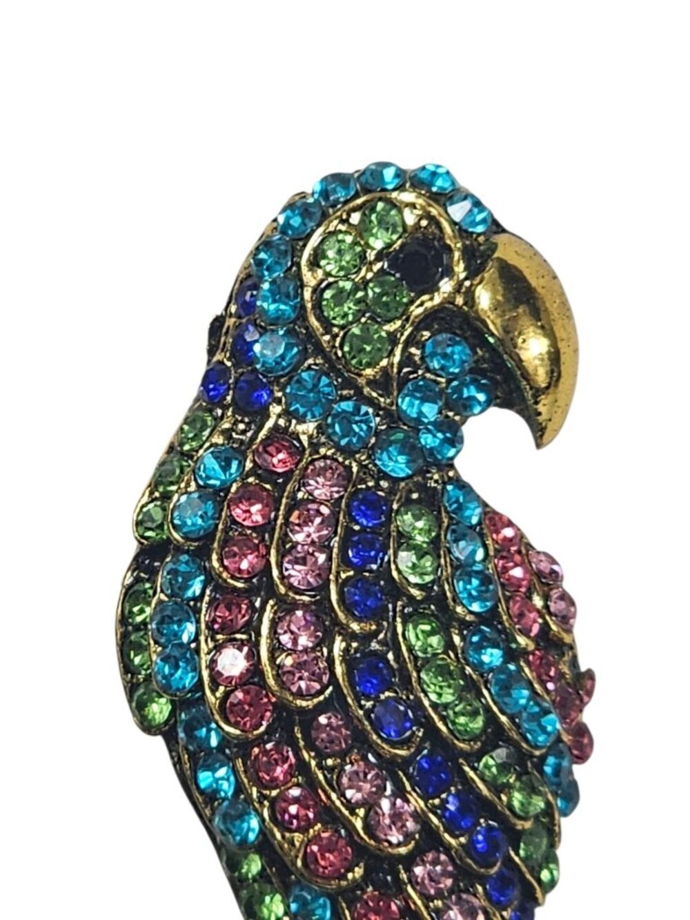 Colorful Rhinestone Parrot Bird Brooch Pin Costume Jewelry Retro VTG - Picture 4 of 6